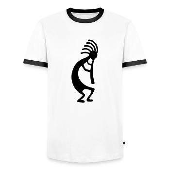 kokopelli flute player music symbol fun - Men's Ringer Shirt - white/black - Front - AI Model Female 172 light (172cm) & AI Model Male 178 dark (178cm)