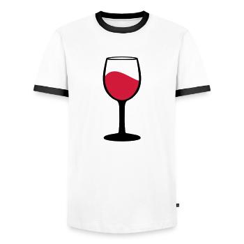Wine glass - Men's Ringer Shirt - white/black - Front - AI Model Female 172 light (172cm) & AI Model Male 178 dark (178cm)