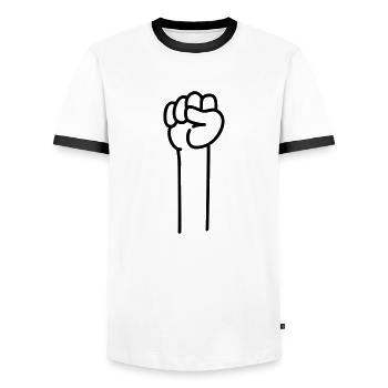 Rebellion - Männer Kontrast-T-Shirt - Weiß/Schwarz - Vorne - AI Model Female 172 light (172cm) & AI Model Male 178 dark (178cm)
