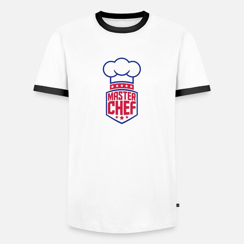 Cool Master Star Chef Logo - Men's Ringer Shirt - white/black