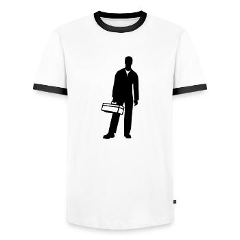 Artisan - T-shirt contrasté Homme - blanc/noir - Devant - AI Model Female 172 light (172cm) & AI Model Male 178 dark (178cm)