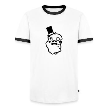 sir herr gentlemen mustache schnurrbart zylinder h - Männer Kontrast-T-Shirt - Weiß/Schwarz - Vorne - AI Model Female 172 light (172cm) & AI Model Male 178 dark (178cm)