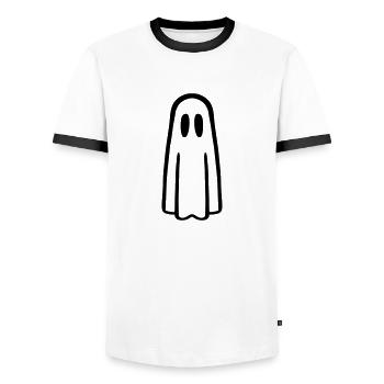 Ghost - Men's Ringer Shirt - white/black - Front - AI Model Female 172 light (172cm) & AI Model Male 178 dark (178cm)
