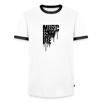 Music Is My Life Graffiti Design - Men's Ringer Shirt - white/black - Front - AI Model Female 172 light (172cm) & AI Model Male 178 dark (178cm)
