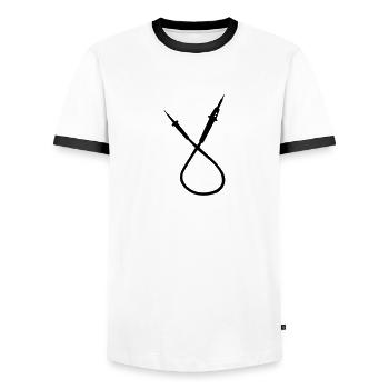 Electrician - Men's Ringer Shirt - white/black - Front - AI Model Female 172 light (172cm) & AI Model Male 178 dark (178cm)