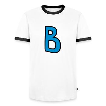 Dessin animé comique lettre B - T-shirt contrasté Homme - blanc/noir - Devant - AI Model Female 172 light (172cm) & AI Model Male 178 dark (178cm)