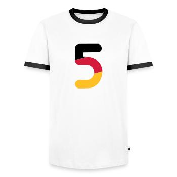 EM 2012 Deutschland Fußball Nationalmannschaft - Männer Kontrast-T-Shirt - Weiß/Schwarz - Vorne - AI Model Female 172 light (172cm) & AI Model Male 178 dark (178cm)
