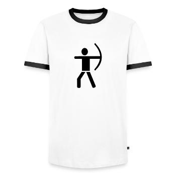 Tir à l'arc - T-shirt contrasté Homme - blanc/noir - Devant - AI Model Female 172 light (172cm) & AI Model Male 178 dark (178cm)
