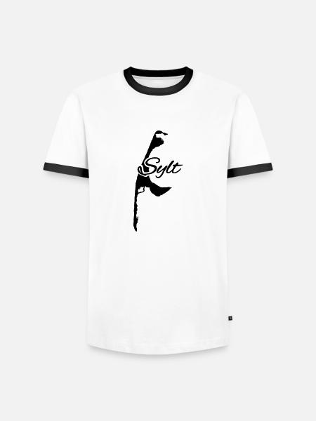 Sylt - Männer Kontrast-T-Shirt - Weiß/Schwarz