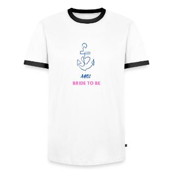 Ahoi Bride to be - JGA T-Shirt - Männer Kontrast-T-Shirt - Weiß/Schwarz - Vorne - AI Model Female 172 light (172cm) & AI Model Male 178 dark (178cm)