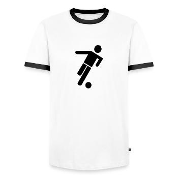 Fussball Spieler - Männer Kontrast-T-Shirt - Weiß/Schwarz - Vorne - AI Model Female 172 light (172cm) & AI Model Male 178 dark (178cm)