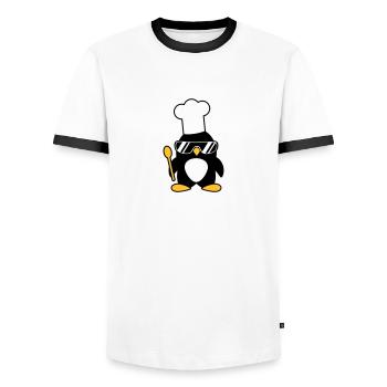 Cool Penguin Chef - Men's Ringer Shirt - white/black - Front - AI Model Female 172 light (172cm) & AI Model Male 178 dark (178cm)
