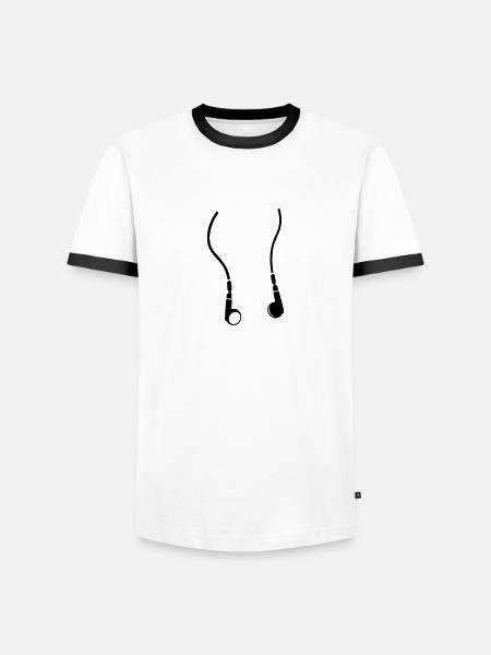 des écouteurs - T-shirt contrasté Homme - blanc/noir