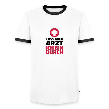 Arzt - Männer Kontrast-T-Shirt - Weiß/Schwarz - Vorne - AI Model Female 172 light (172cm) & AI Model Male 178 dark (178cm)