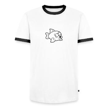 Funny fish - Men's Ringer Shirt - white/black - Front - AI Model Female 172 light (172cm) & AI Model Male 178 dark (178cm)