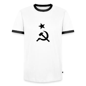 hammer_sichel_stern - Men's Ringer Shirt - white/black - Front - AI Model Female 172 light (172cm) & AI Model Male 178 dark (178cm)