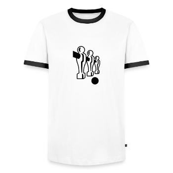 Tischkicker - Männer Kontrast-T-Shirt - Weiß/Schwarz - Vorne - AI Model Female 172 light (172cm) & AI Model Male 178 dark (178cm)