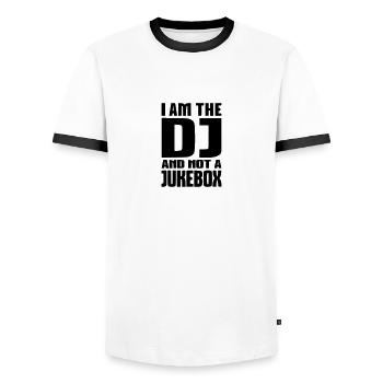 DJ Jukebox - Men's Ringer Shirt - white/black - Front - AI Model Female 172 light (172cm) & AI Model Male 178 dark (178cm)