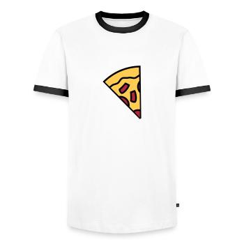 paprika morceaux pizza ronde gros dessin animé ban - T-shirt contrasté Homme - blanc/noir - Devant - AI Model Female 172 light (172cm) & AI Model Male 178 dark (178cm)
