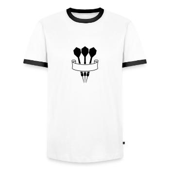 Darts Banner Logo - T-shirt contrasté Homme - blanc/noir - Devant - AI Model Female 172 light (172cm) & AI Model Male 178 dark (178cm)