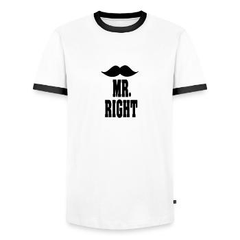 mr_right - T-shirt contrasté Homme - blanc/noir - Devant - AI Model Female 172 light (172cm) & AI Model Male 178 dark (178cm)