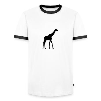 Giraffe zoo animal silhouette in black color - Men's Ringer Shirt - white/black - Front - AI Model Female 172 light (172cm) & AI Model Male 178 dark (178cm)