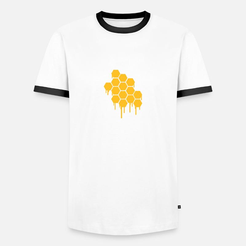 Honeycombs Pattern - Men's Ringer Shirt - white/black