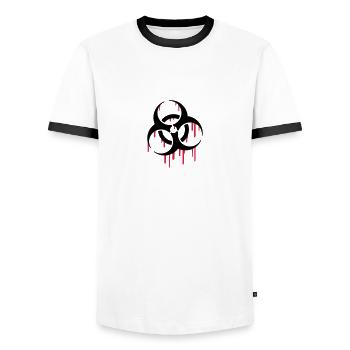 Biohazard Blood - T-shirt contrasté Homme - blanc/noir - Devant - AI Model Female 172 light (172cm) & AI Model Male 178 dark (178cm)