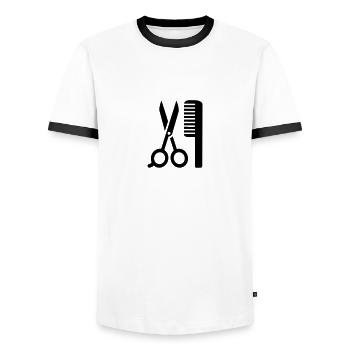 Hairdresser - Men's Ringer Shirt - white/black - Front - AI Model Female 172 light (172cm) & AI Model Male 178 dark (178cm)