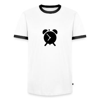 Wecker - Männer Kontrast-T-Shirt - Weiß/Schwarz - Vorne - AI Model Female 172 light (172cm) & AI Model Male 178 dark (178cm)
