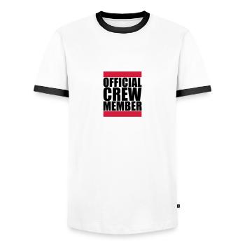 Official Crew Member Logo - T-shirt contrasté Homme - blanc/noir - Devant - AI Model Female 172 light (172cm) & AI Model Male 178 dark (178cm)