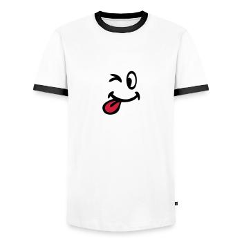 smiley clin oeil 3105 - T-shirt contrasté Homme - blanc/noir - Devant - AI Model Female 172 light (172cm) & AI Model Male 178 dark (178cm)