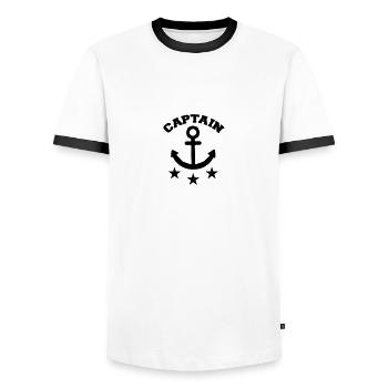 Captain - T-shirt contrasté Homme - blanc/noir - Devant - AI Model Female 172 light (172cm) & AI Model Male 178 dark (178cm)