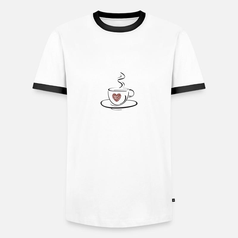 Kaffee Koffein Kaffeebohne Geschenk - Männer Kontrast-T-Shirt - Weiß/Schwarz