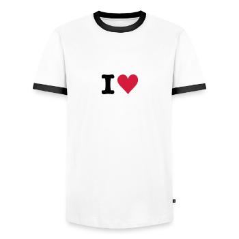 I - Heart - Love - Männer Kontrast-T-Shirt - Weiß/Schwarz - Vorne - AI Model Female 172 light (172cm) & AI Model Male 178 dark (178cm)