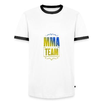 Mma Crew - Männer Kontrast-T-Shirt - Weiß/Schwarz - Vorne - AI Model Female 172 light (172cm) & AI Model Male 178 dark (178cm)