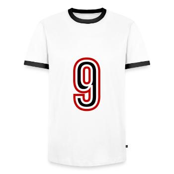Maillot 9 Années - T-shirt contrasté Homme - blanc/noir - Devant - AI Model Female 172 light (172cm) & AI Model Male 178 dark (178cm)