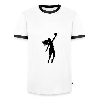 Volleyball Player Silhouette - Men's Ringer Shirt - white/black - Front - AI Model Female 172 light (172cm) & AI Model Male 178 dark (178cm)