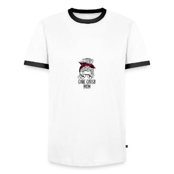 Cane Corso Mom - Men's Ringer Shirt - white/black - Front - AI Model Female 172 light (172cm) & AI Model Male 178 dark (178cm)