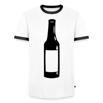 Bier / Flasche Design - Männer Kontrast-T-Shirt - Weiß/Schwarz - Vorne - AI Model Female 172 light (172cm) & AI Model Male 178 dark (178cm)