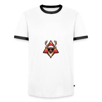 Hirsch Weihnachten Cool - Männer Kontrast-T-Shirt - Weiß/Schwarz - Vorne - AI Model Female 172 light (172cm) & AI Model Male 178 dark (178cm)