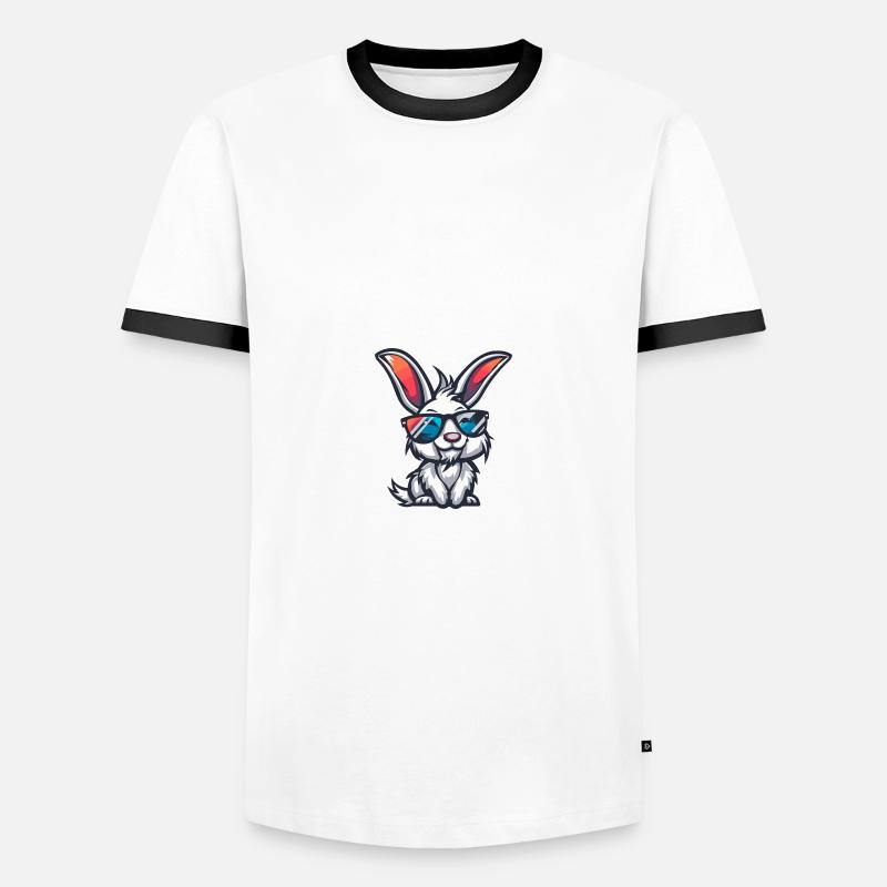 Hase Cool Comic - Männer Kontrast-T-Shirt - Weiß/Schwarz
