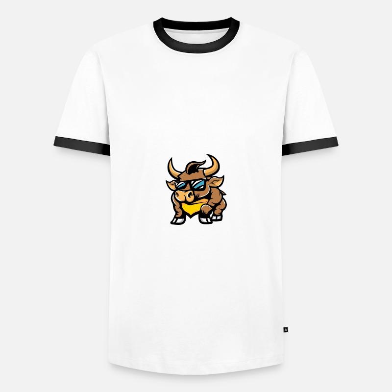 Stier Cool Comic - Männer Kontrast-T-Shirt - Weiß/Schwarz