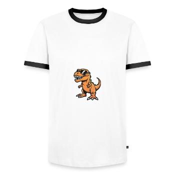 Dinosaur T-Rex Cool Comic - Men's Ringer Shirt - white/black - Front - AI Model Female 172 light (172cm) & AI Model Male 178 dark (178cm)