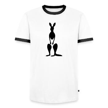 Känguru - Männer Kontrast-T-Shirt - Weiß/Schwarz - Vorne - AI Model Female 172 light (172cm) & AI Model Male 178 dark (178cm)