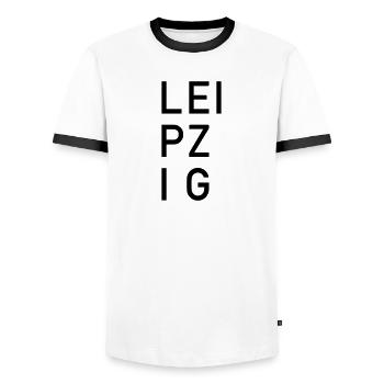 Leipzig - Männer Kontrast-T-Shirt - Weiß/Schwarz - Vorne - AI Model Female 172 light (172cm) & AI Model Male 178 dark (178cm)