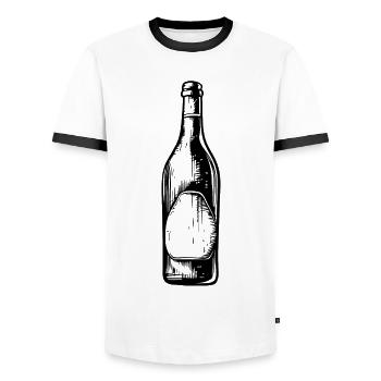 Bouteille de bière Symbole de consommation de bière - T-shirt contrasté Homme - blanc/noir - Devant - AI Model Female 172 light (172cm) & AI Model Male 178 dark (178cm)