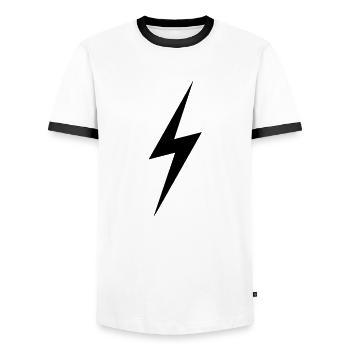 lightening3 - Men's Ringer Shirt - white/black - Front - AI Model Female 172 light (172cm) & AI Model Male 178 dark (178cm)