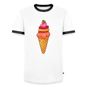 Eis Speiseeis Eiskrem Eiscreme Kugeleis Eisbecher - Männer Kontrast-T-Shirt - Weiß/Schwarz - Vorne - AI Model Female 172 light (172cm) & AI Model Male 178 dark (178cm)
