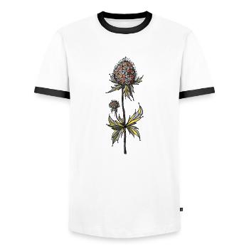 Blume - Männer Kontrast-T-Shirt - Weiß/Schwarz - Vorne - AI Model Female 172 light (172cm) & AI Model Male 178 dark (178cm)